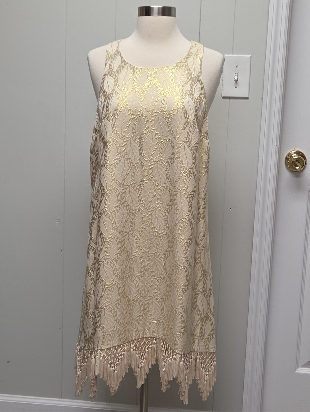 Lilly Pulitzer Cream Dress with Gold Embroidered Detail
